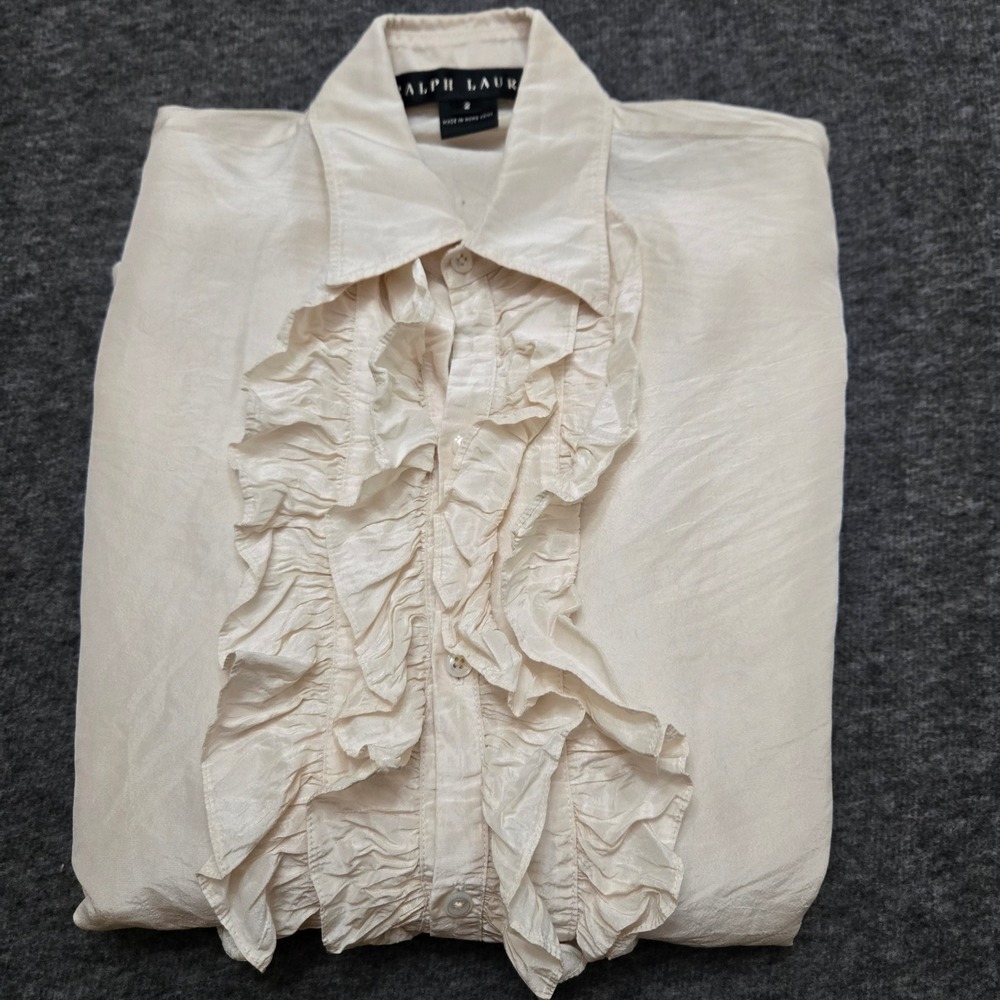Ralph‎ Lauren Silk Blouse Womens Small Victorian Edwardian Quiet Luxury Elegant - Picture 7 of 12